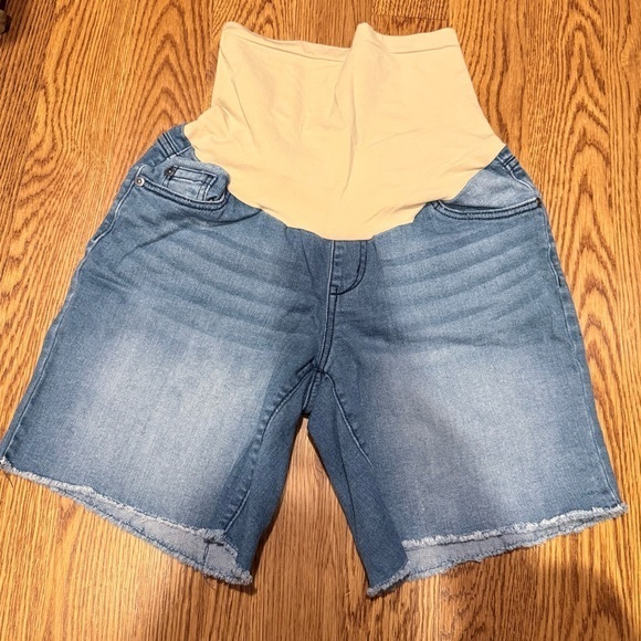 Indigo Blue Pants - Indigo Blue High Waist Tan and Blue Shorts size M